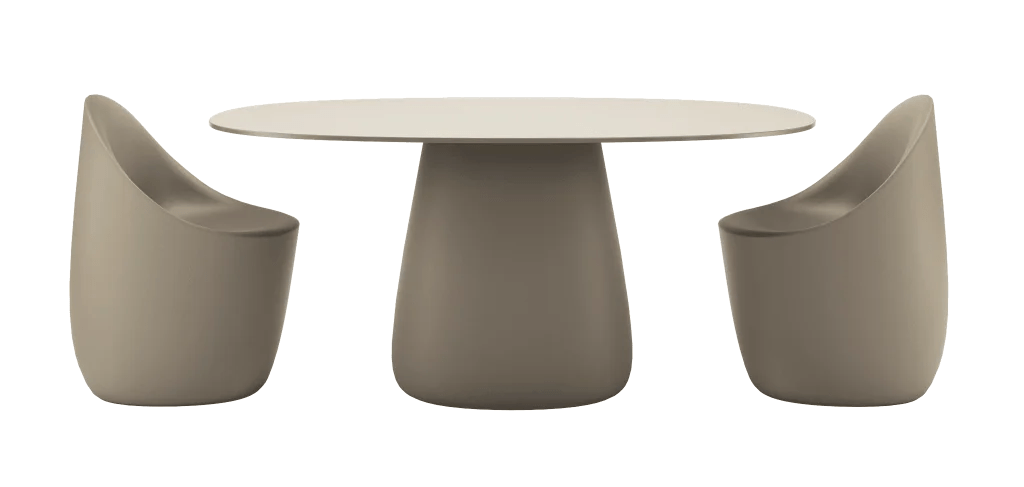 Qeeboo Cobble Dining Table with Durable HPL Top - Modern Round Kitchen Table for Small Spaces, Dining Rooms & Breakfast Nooks