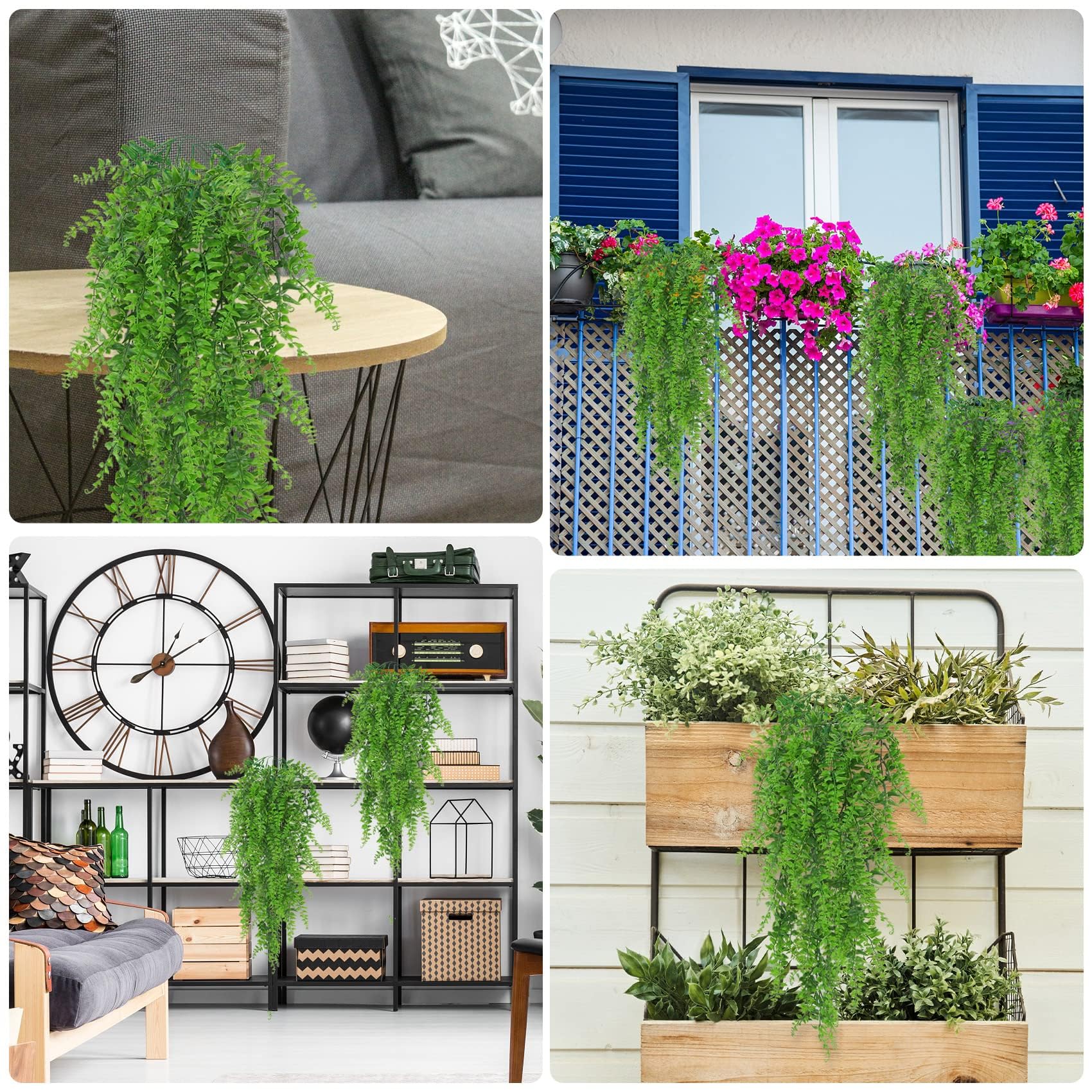Huryfox Artificial Hanging Plants - 12 Pack Fake Ivy Vine Leaves for Home Decor, Indoor Outdoor Use in Living Room, Kitchen, Balcony, Garden | Perfect for Wall Decor, Wedding Backdrop & Patio Greenery