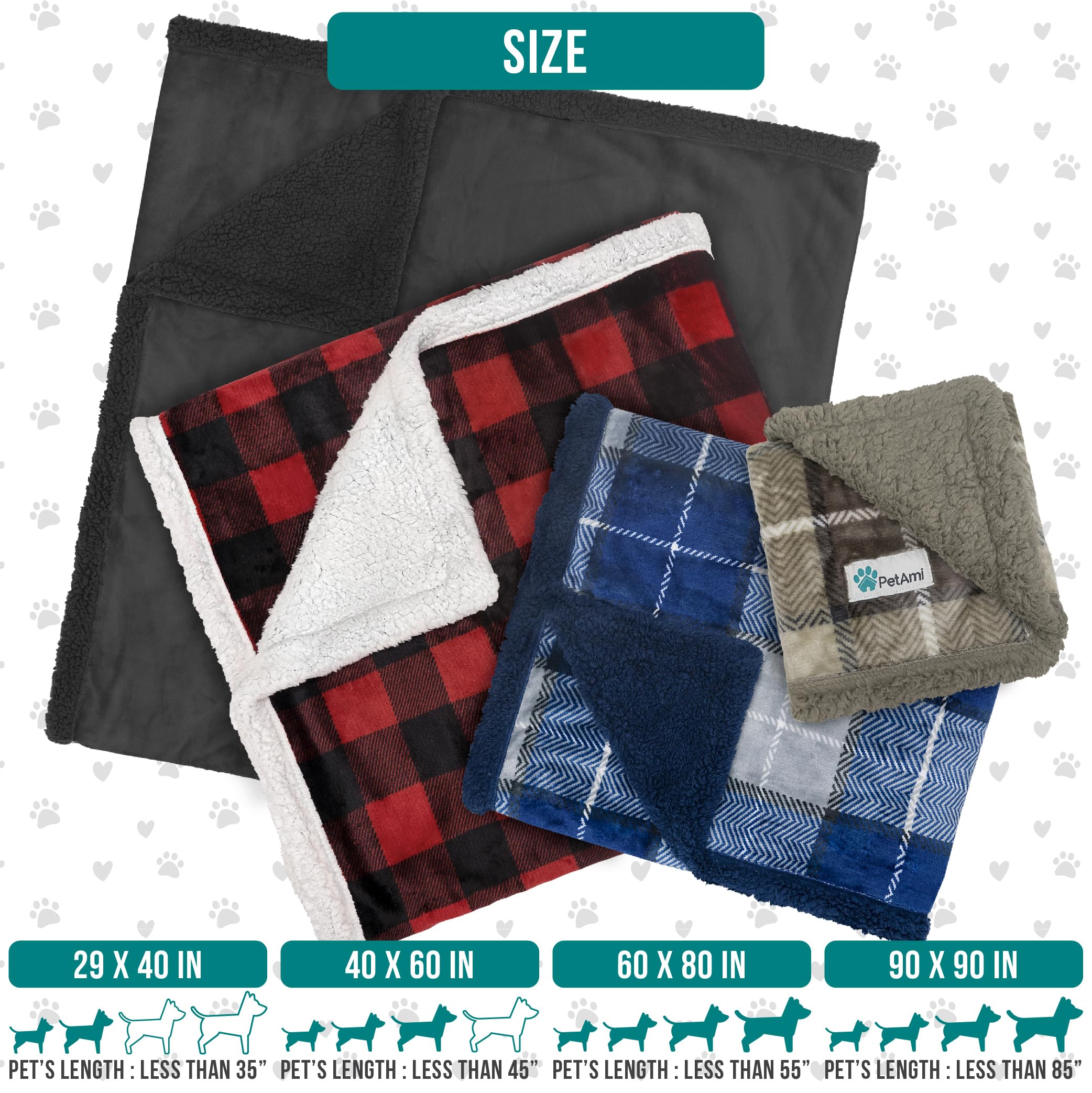 Waterproof Reversible Dog Blanket for Medium & Large Dogs - Soft Fleece Pet Blanket, Couch Cover & Furniture Protector (60