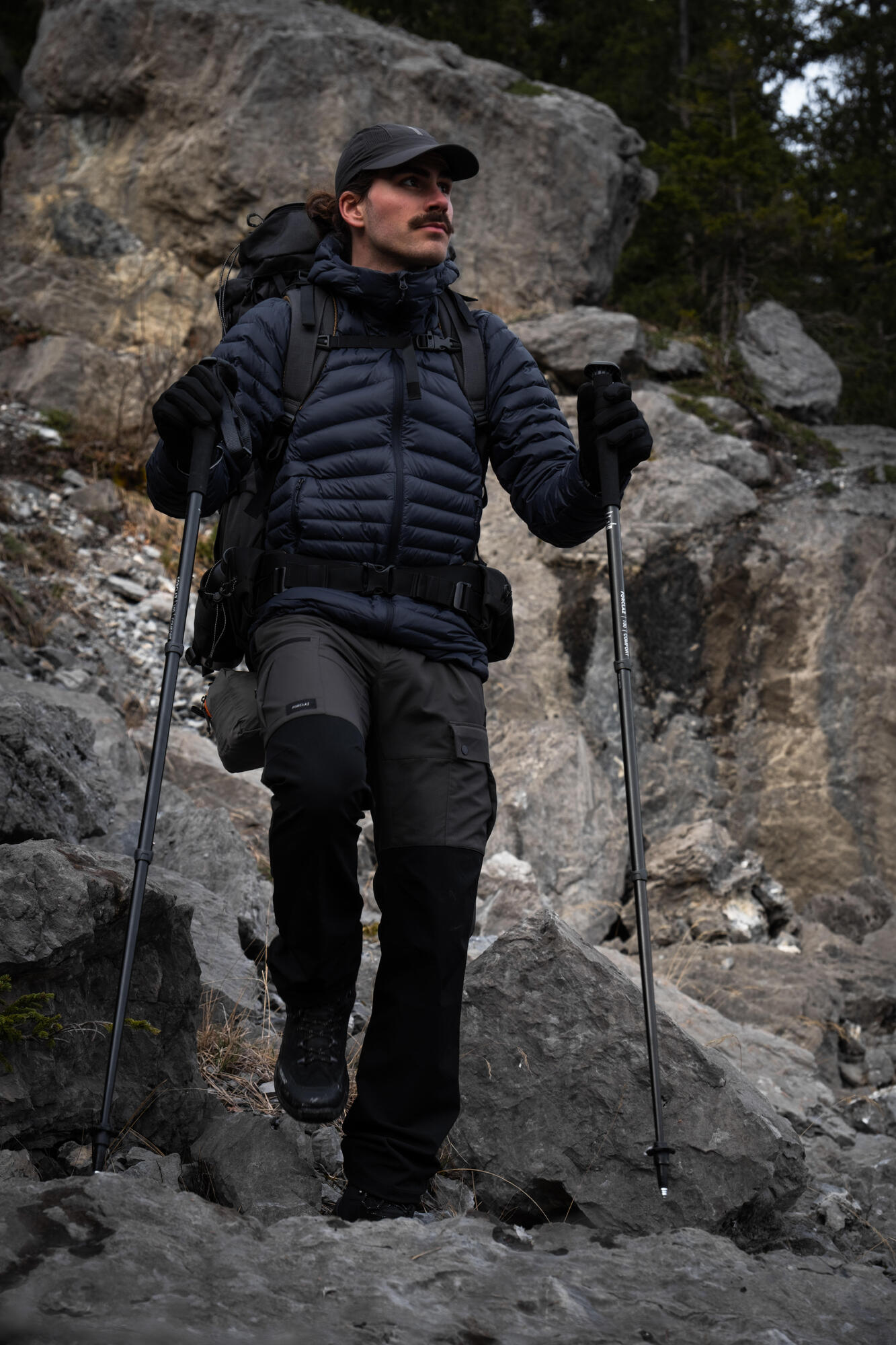 Forclaz Men's MT100 Hooded Down Puffer Jacket - Lightweight Winter Coat, Waterproof & Windproof, Warm Insulated Outdoor Jacket for Hiking, Skiing & Cold Weather Activities