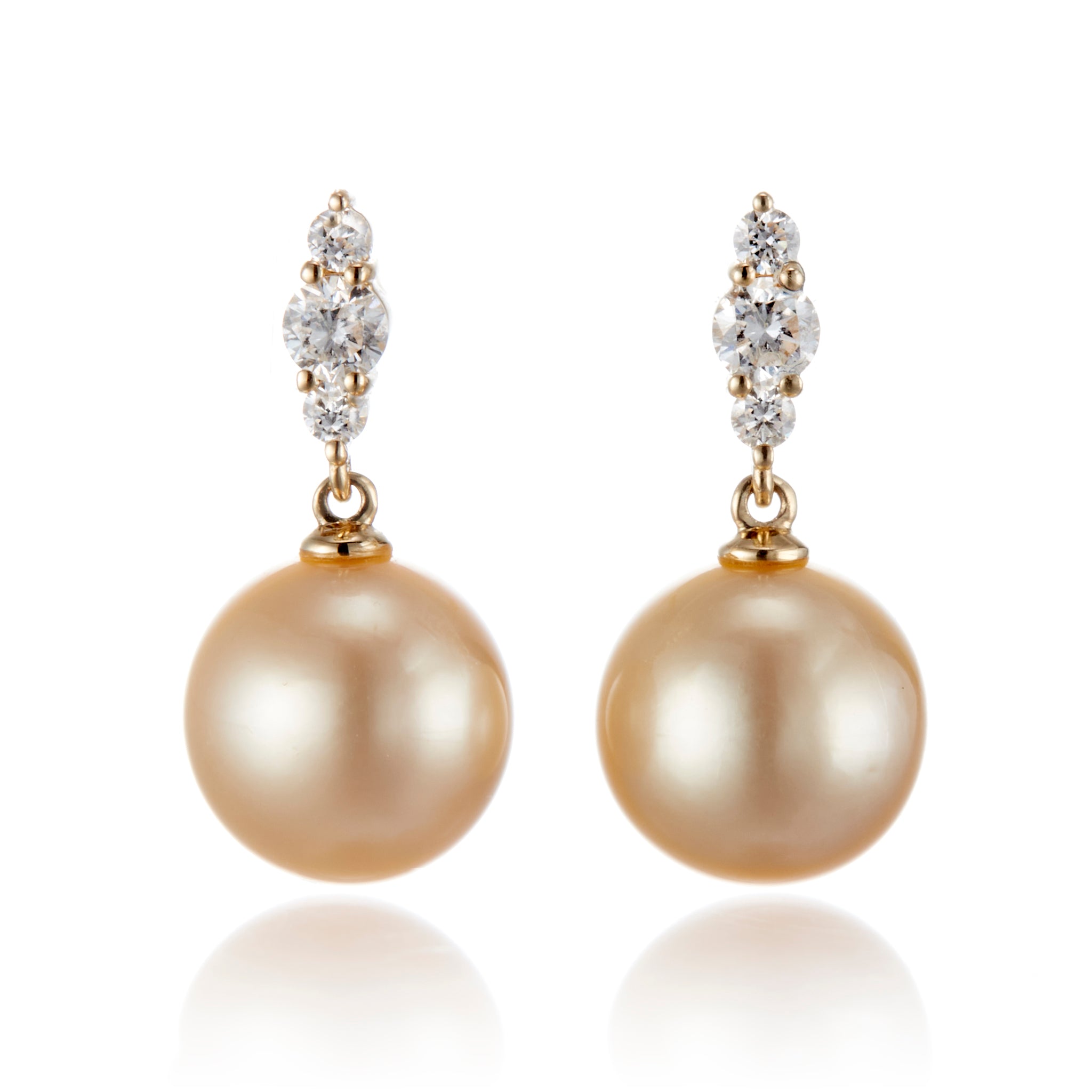Luxury 14K Gold South Sea Pearl & Diamond Earrings for Women - Elegant Orion Design, Perfect for Weddings, Parties & Special Occasions