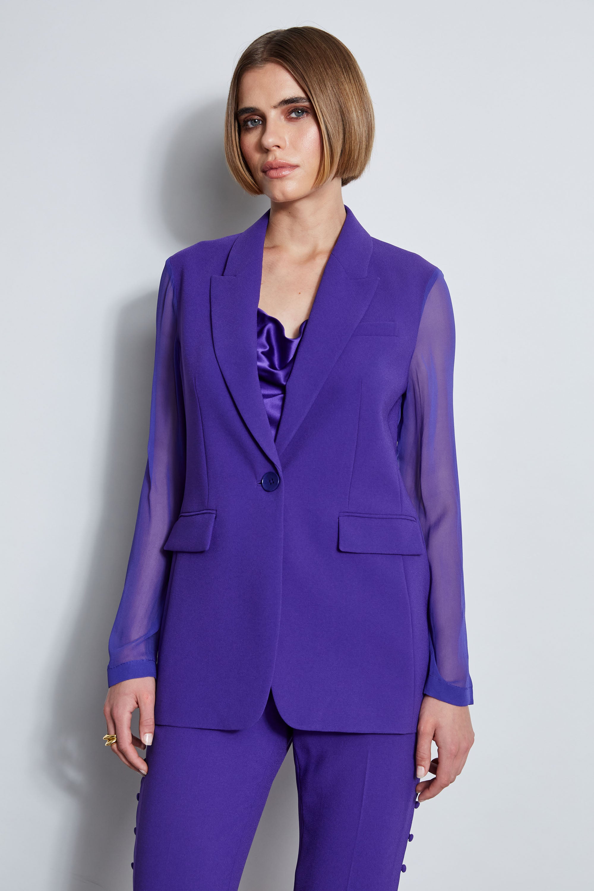 Elegant Chiffon & Crepe Blazer for Women - Office Wear, Business Attire & Formal Occasions