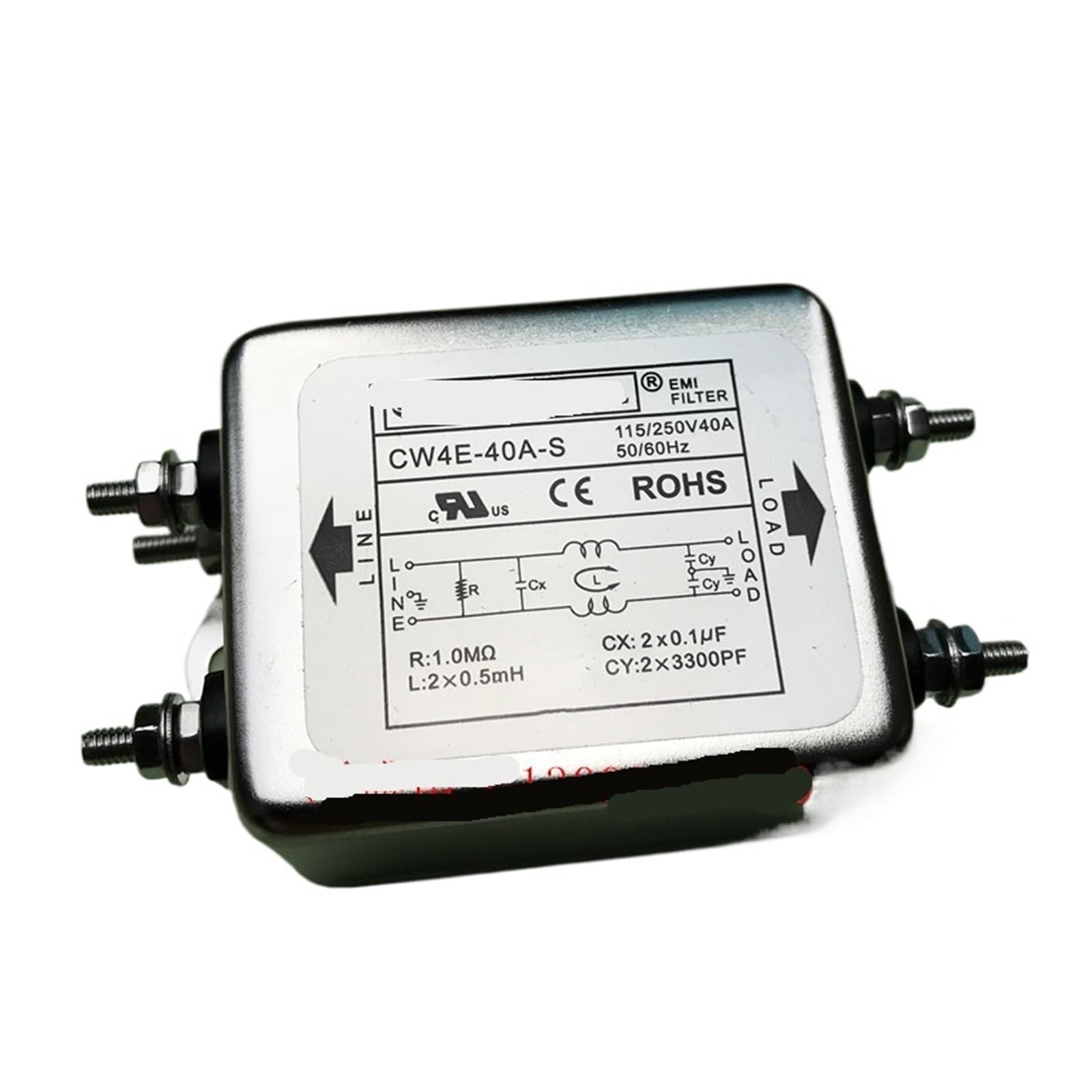 110V-250V 40A EMI Power Filter CW4E-40A-S - High Current Noise Suppressor for Home Theater, Audio Equipment & Industrial Machinery
