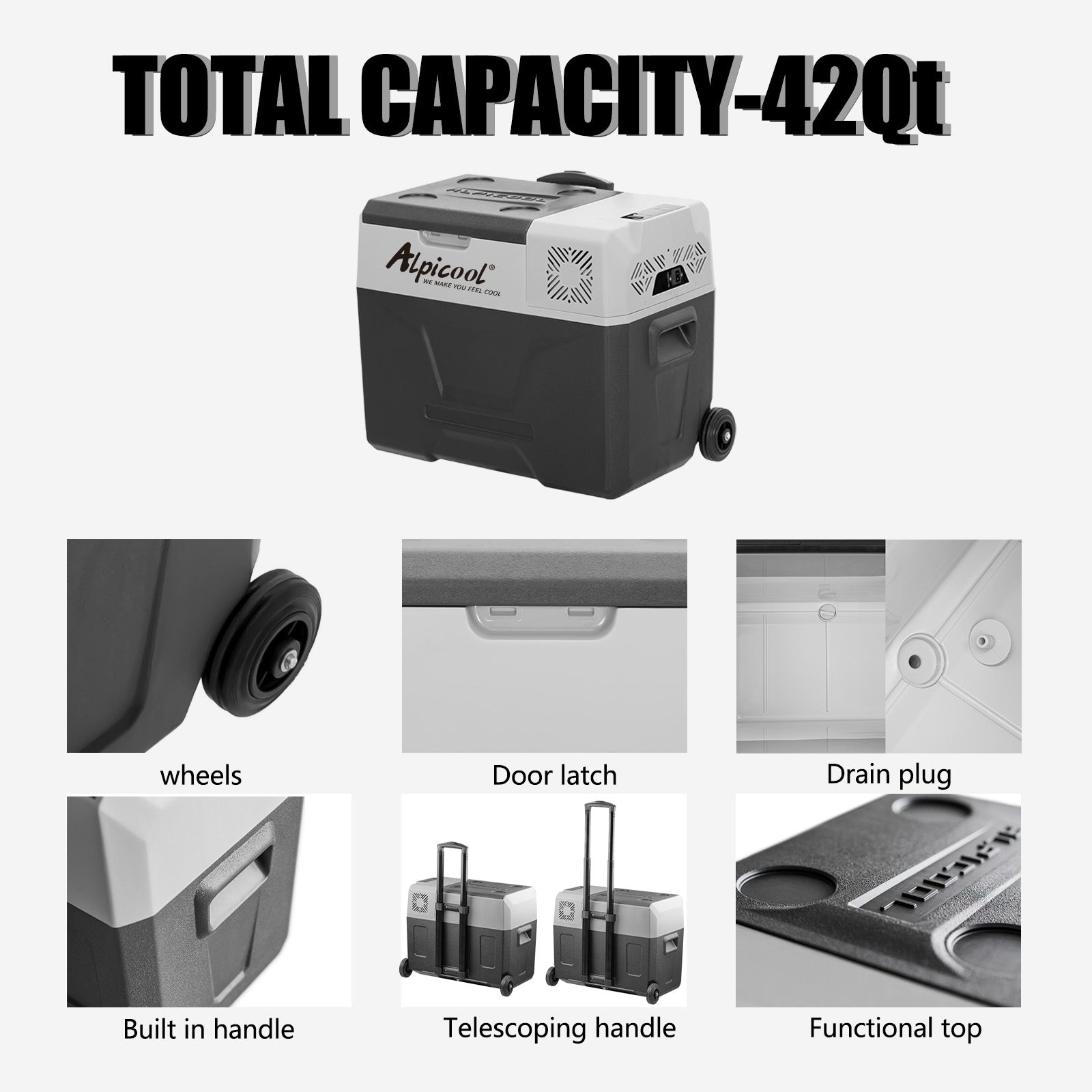 Alpicool CX40 12V/24V Portable Car Refrigerator and Freezer - 40 Quart Electric Cooler for Road Trips, Camping, and Outdoor Adventures