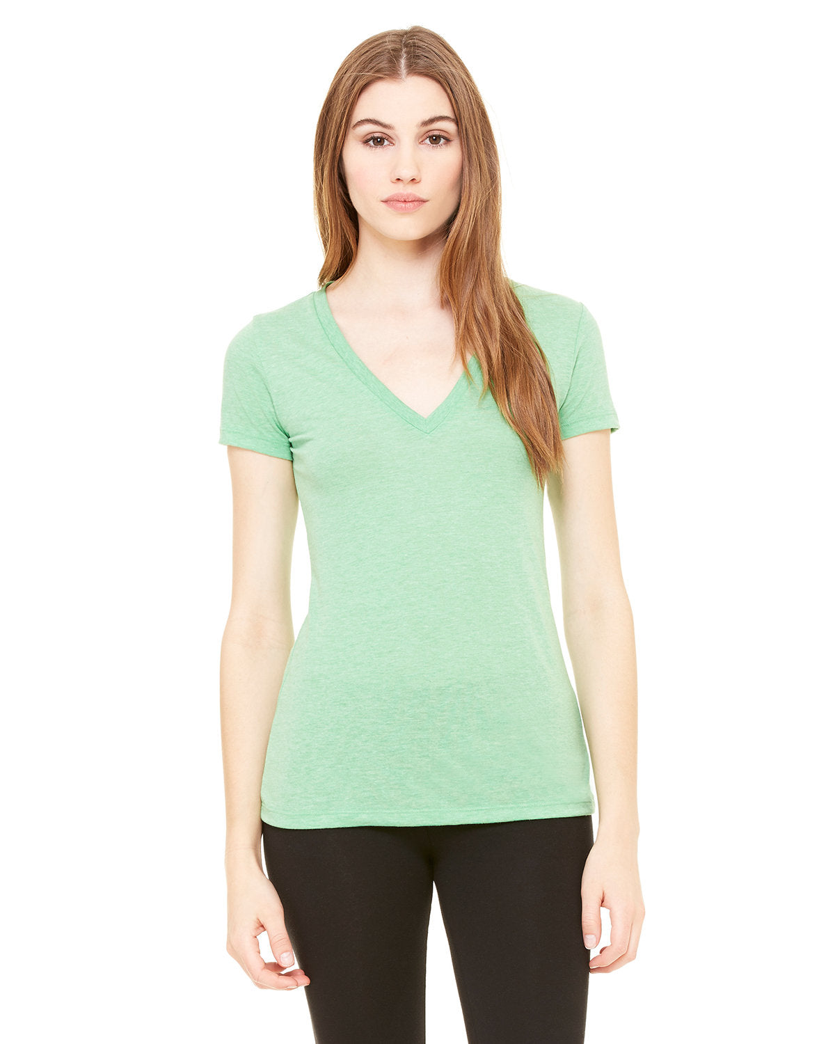Bella + Canvas 8435 Women's Triblend Short Sleeve V-Neck T-Shirt - Soft & Comfortable Casual Tee for Everyday Wear, Gym, and Layering