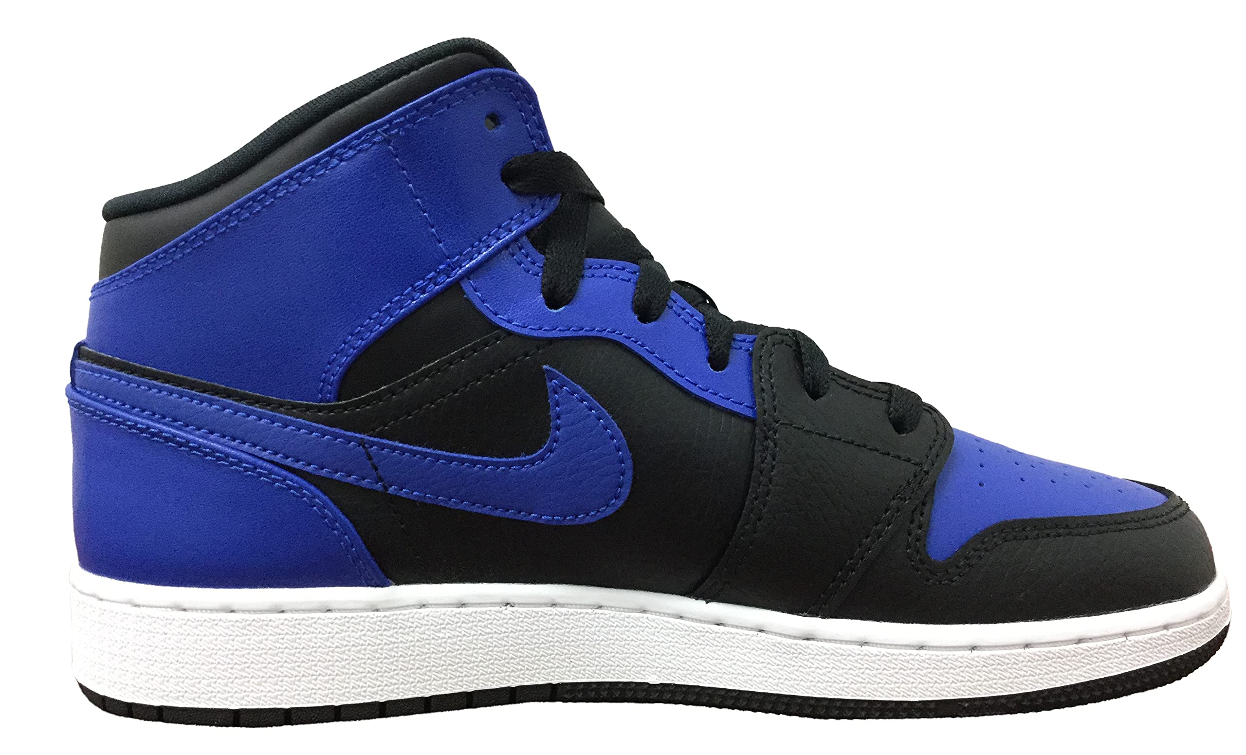 Air Jordan 1 Mid GS Big Kids Basketball Shoes - Black/Hyper Royal/White - Size 7 Youth - Stylish Sneakers for School, Sports & Casual Wear
