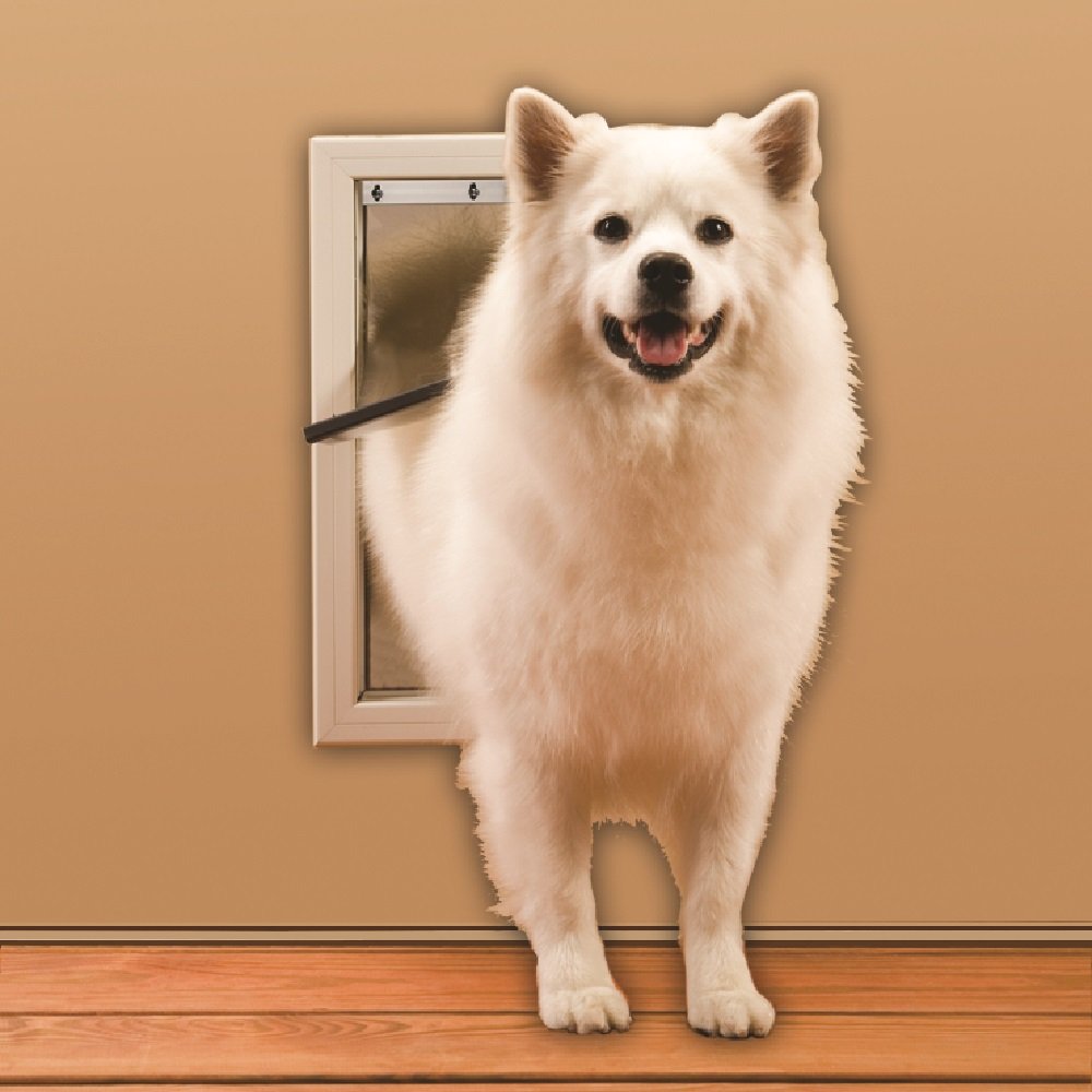 Solid Core Flush Birch Prehung Interior Door with Pet Door - 30