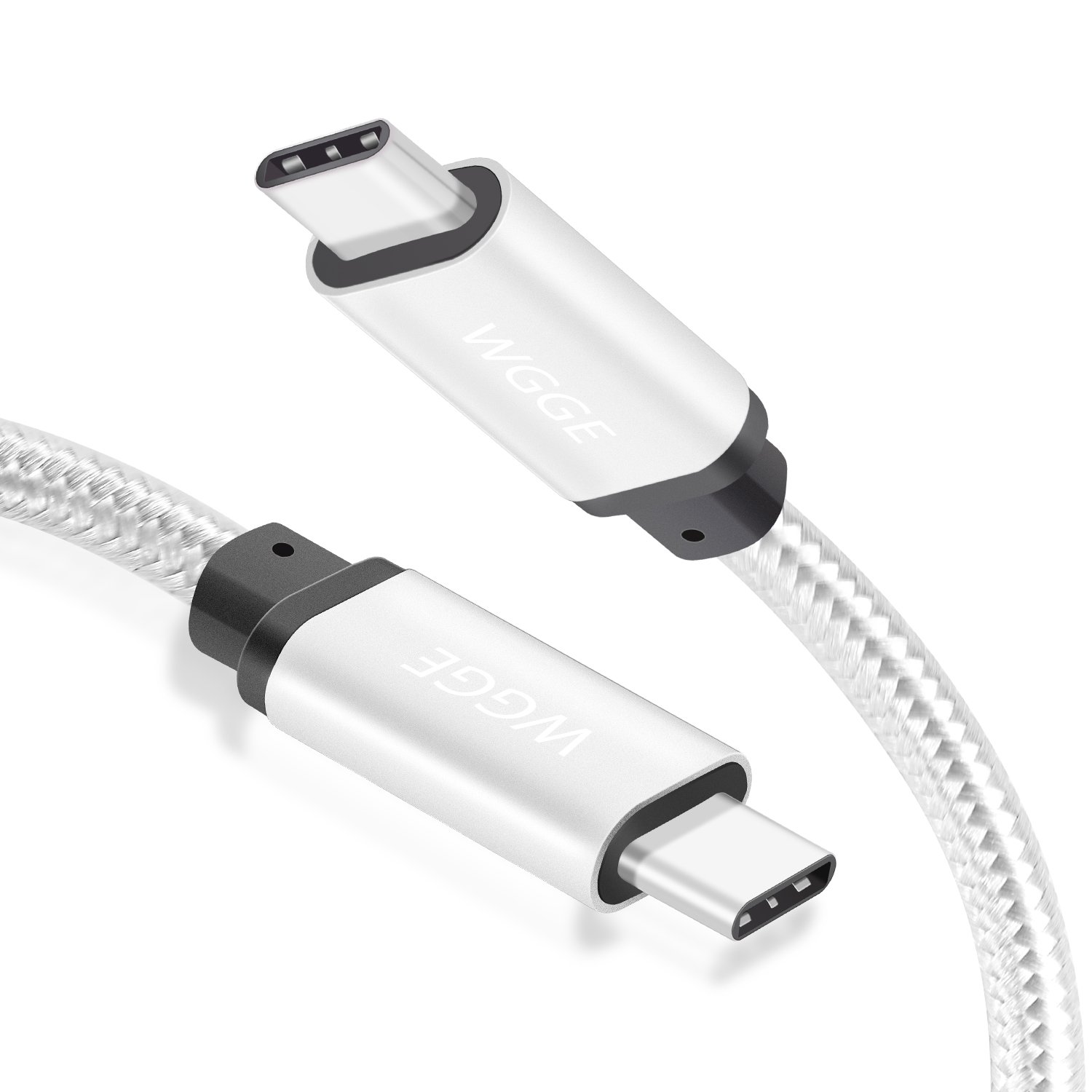 WGGE USB C to USB C Fast Charging Cable 3.1 Type-C Nylon Braided 10FT - Compatible with MacBook Pro, HTC 10, LG G5 V20, Nintendo Switch, Nexus 6P/5X, Google Pixel - Perfect for Travel, Office & Home Charging