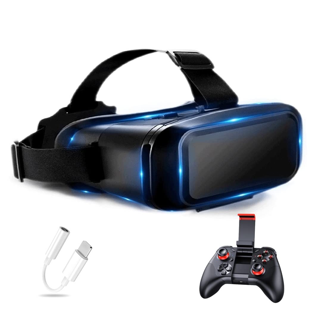 3D VR Headset for iPhone 13 Pro Max/13 Pro/13/12/11 & Samsung Galaxy S21 - Bluetooth Controller Virtual Reality Goggles Compatible with Huawei, Xiaomi Series (iOS Color) - Perfect for Gaming, Movies & Virtual Tours