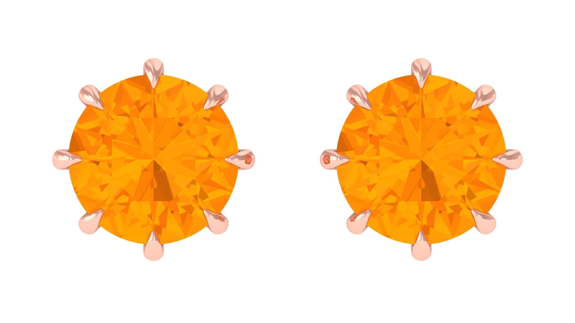 3/4 CT Natural Fire Opal Stud Earrings - 4MM Solitaire 14K Solid Gold Earrings with 8-Prong Setting | Perfect for Weddings, Parties & Gift Giving