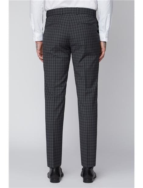 Gibson Grey Mini Check Slim Fit Suit Pants for Men - Formal Office Wear & Business Attire - Perfect for Weddings, Interviews and Professional Events
