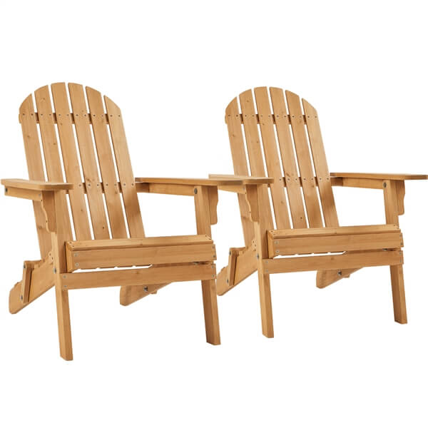 Yaheetech 2-Pack Folding Adirondack Chairs - Outdoor Patio Furniture Set with Cup Holders - Perfect for Backyard, Garden, Poolside & Camping Relaxation