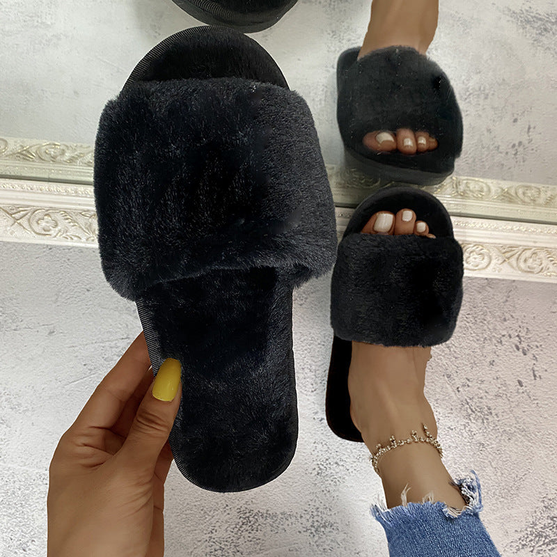 Women's Soft Open-Toe Plush Slippers - Cozy House Shoes for Relaxing at Home, Spa Days & Lounging