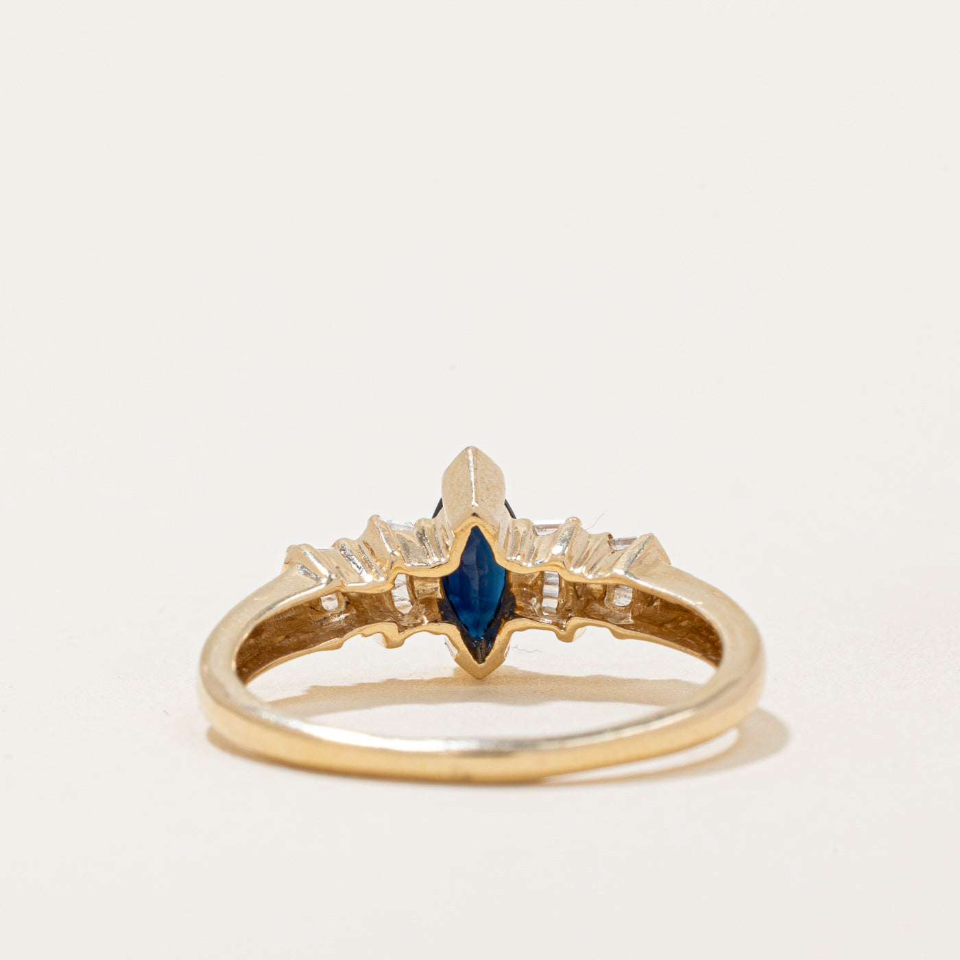 Exquisite 0.50ct Marquise Sapphire & Diamond Ring (0.10ctw) - Size 7.75 - Elegant Engagement, Wedding, or Anniversary Jewelry Gift for Her
