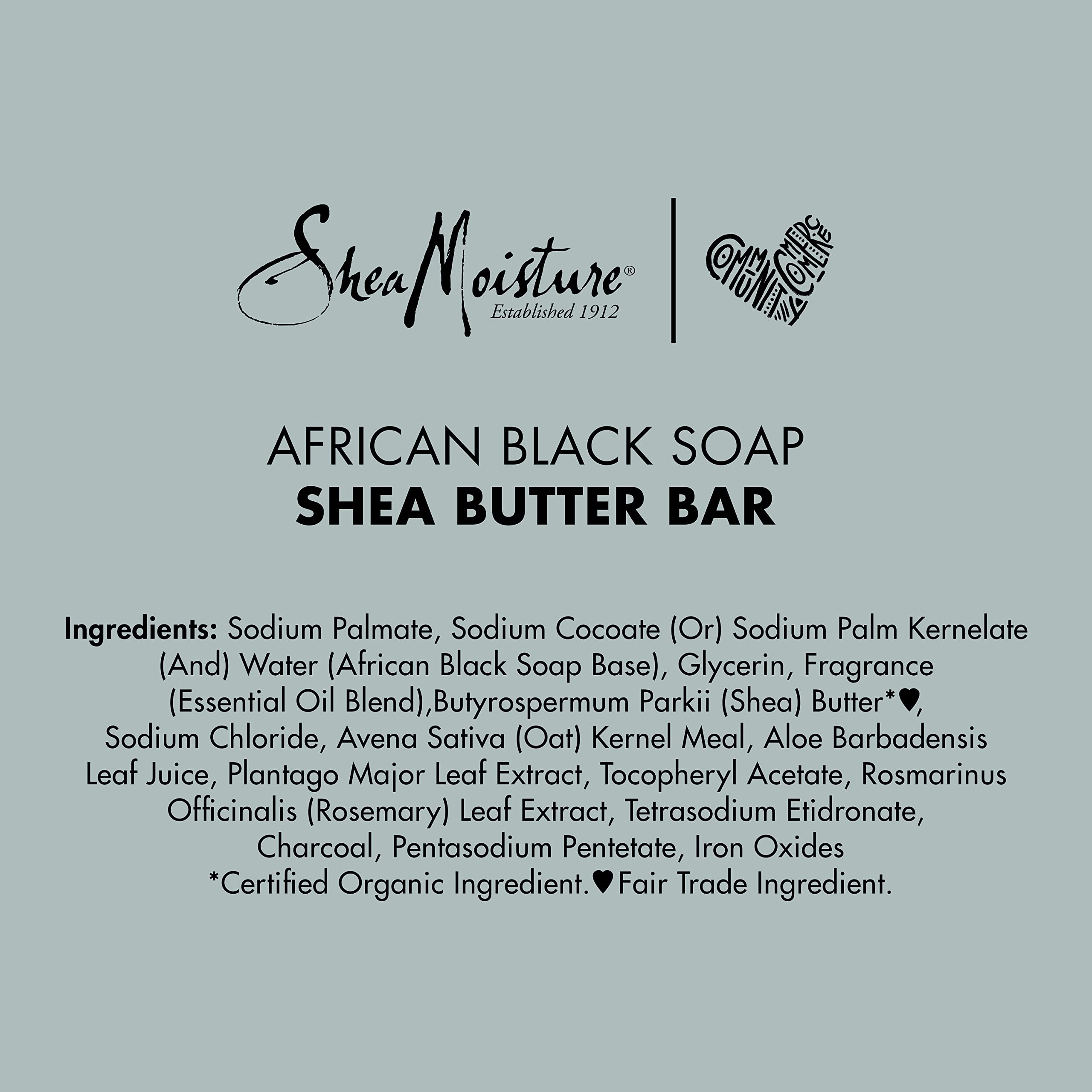 SheaMoisture African Black Soap with Shea Butter - Natural Face & Body Wash for Acne Prone Skin - Authentic African Black Soap Bar - Deep Cleansing & Moisturizing - Perfect for Daily Skincare Routine (6 Pack, 3.5 Oz Each)