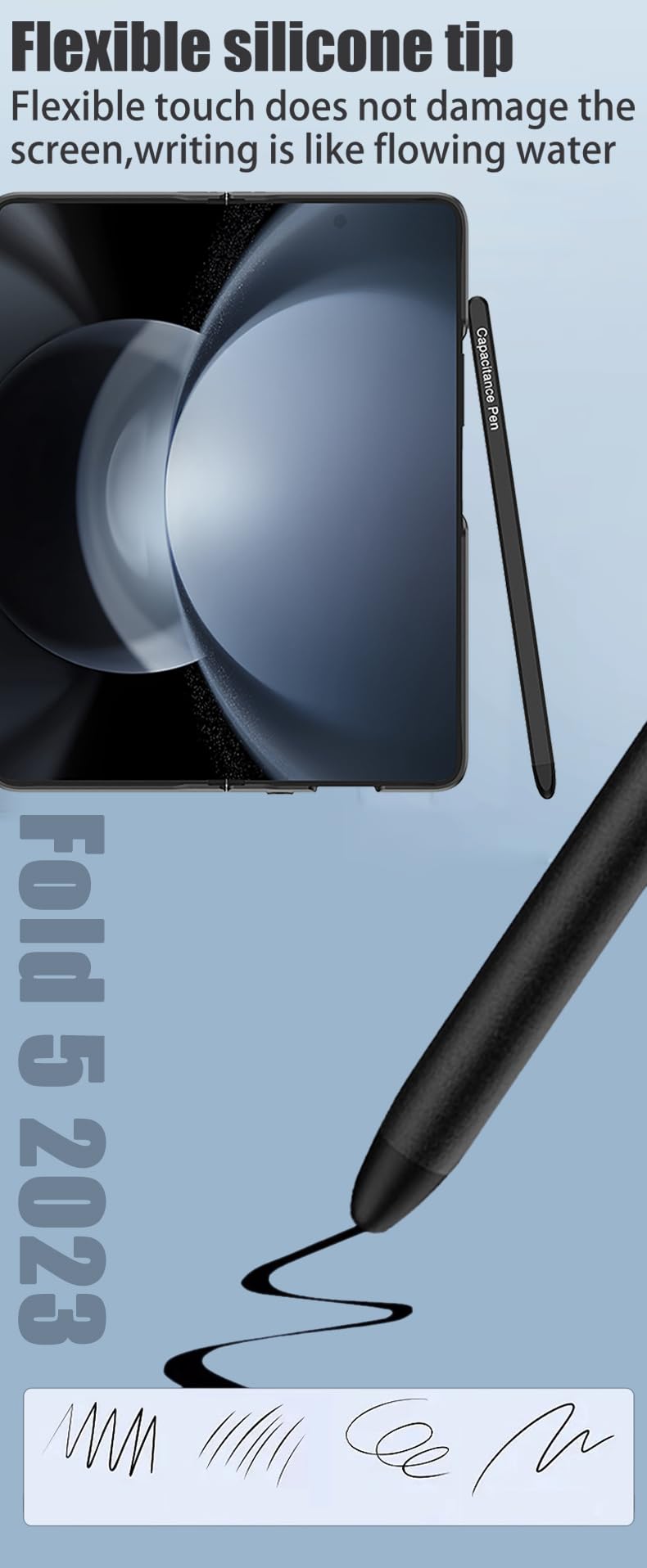 Original S Pen Replacement for Samsung Galaxy Z Fold5 - Slim Stylus Pen Compatible with Z Fold 5 & Fold Edition | Universal Input Pen for Note Taking, Drawing & Precise Navigation (Black) - Perfect for Business, Art & Everyday Smartphone Use