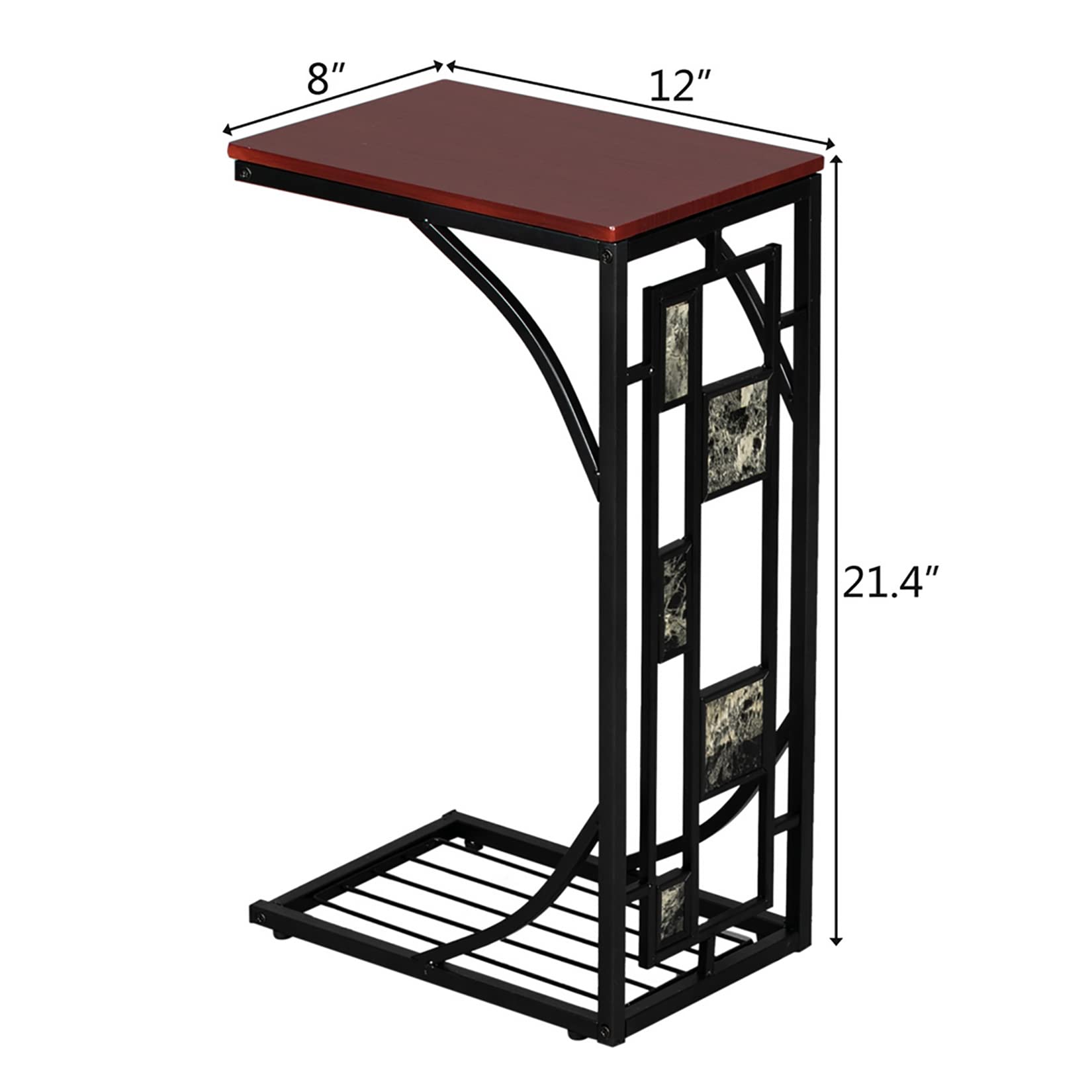 Modern C-Shaped Side Table - Small End Table with MDF Top & Metal Frame, Portable Laptop Desk for Living Room, Bedroom, Office | Perfect for Coffee Table, Nightstand & Workspace Organization