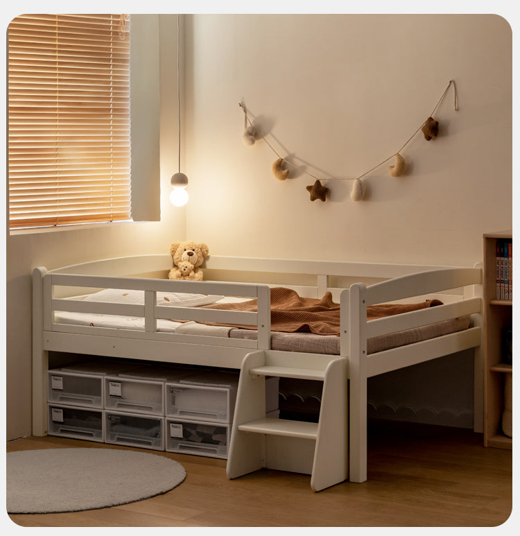 Solid Oak Wood Single Bed with Guardrail - Sturdy & Safe for Kids, Teens & Adults - Perfect for Bedrooms, Dorm Rooms & Guest Rooms