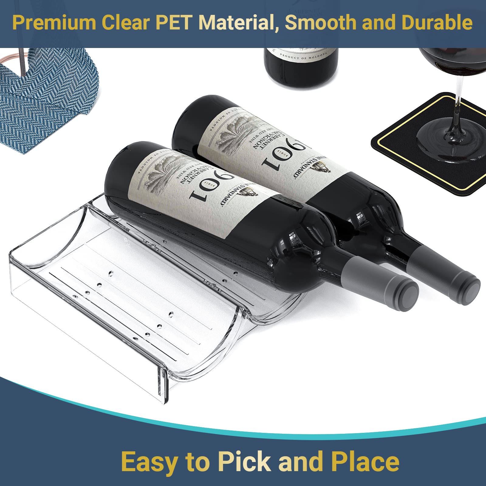 4-Tier Stackable Clear Plastic Water Bottle & Wine Storage Organizer - Holds 12 Containers, Free-Standing for Kitchen Countertops, Tables, Pantry, Bars, Cabinets & Fridge - Perfect for Home Organization & Party Drink Displays