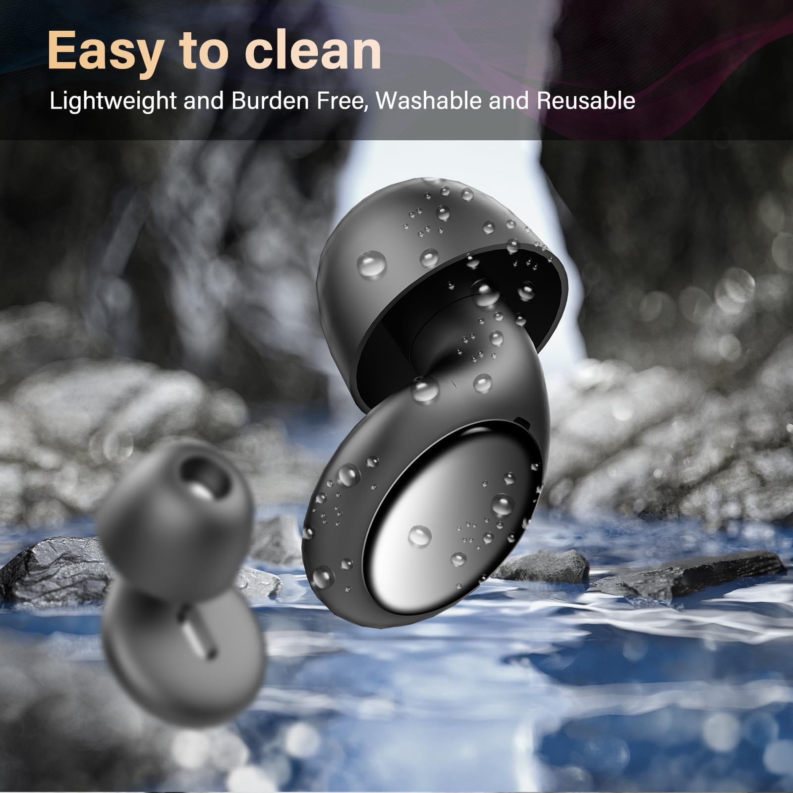 35dB Noise Reducing Silicone Ear Plugs - 4 Reusable Eartips & Travel Case Included - Clear Speech for Work, Study & Sleep - Black | Perfect for Office, Travel, Concerts & Nighttime Use