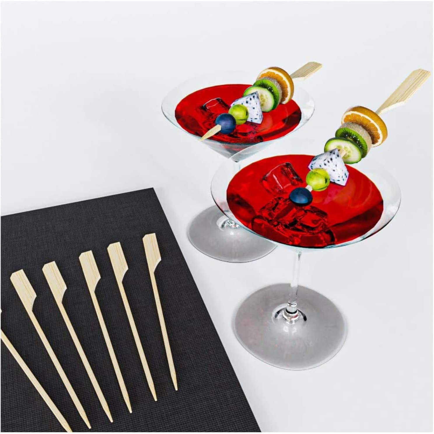 Noa Store Bamboo Skewers - 4 Inch Wooden Skewers for Appetizers, Fruit Kabobs, Cocktails & BBQ - 200 Count Mini Kabob Sticks & Toothpicks - Perfect for Party Platters, Charcuterie Boards & Grilling Snacks