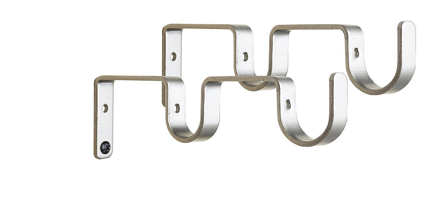 Heavy Duty Double Curtain Rod Bracket for 1-3/4 Inch Rods - Sturdy Metal Hooks for Hanging Curtains, Drapes & Sheers - Perfect for Living Room, Bedroom & Window Decor
