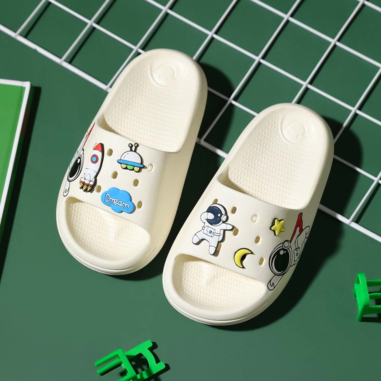 Eliogn Boys Girls Anti-Slip Slide Sandals - Ultra Lightweight Pillow Slippers for Home, Shower & Summer - Water Shoes for Kids (Toddler/Little Kid/Big Kid) - Perfect for Indoor Play, Beach & Pool Activities