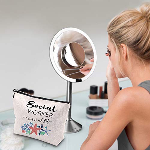WCGXKO Social Worker Survival Kit Makeup Bag - Essential Travel Organizer for Nurses, Teachers & First Responders - Perfect for Daily Use, Gifts & Emergency Preparedness