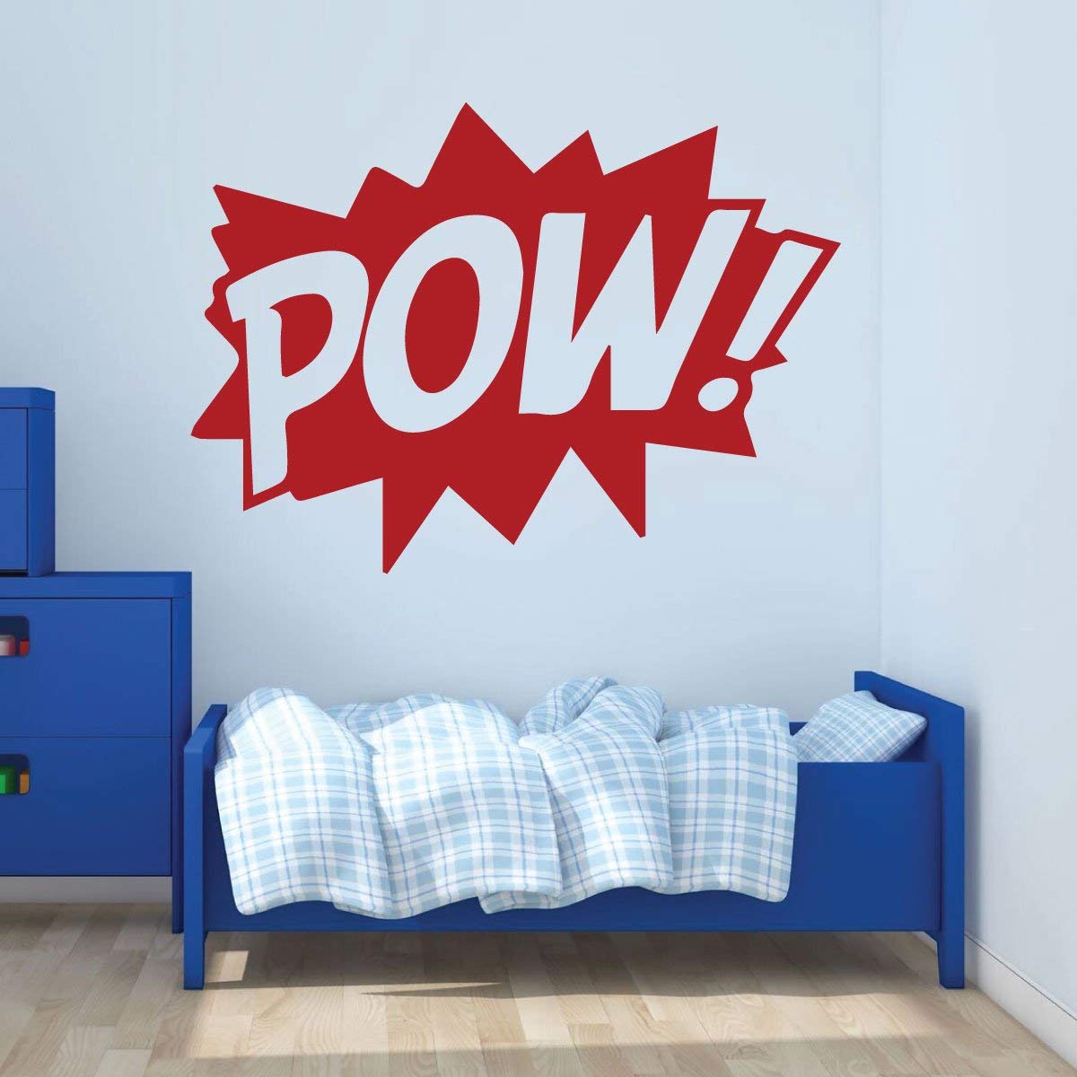 Super Hero Wall Decal Stickers - POW! Vinyl Decoration for Boys Bedroom, Playroom & Nursery - Perfect for Superhero Themed Kids Room Decor & Birthday Party Backdrop