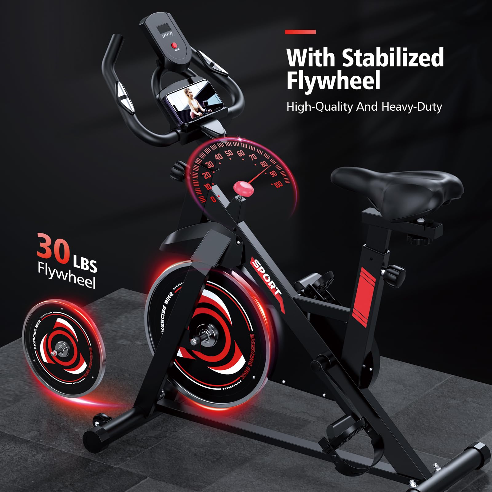 Premium Exercise Bike for Home Cardio Workouts - Silent Belt Drive Indoor Cycling Bike with Heart Rate Monitor & Digital Display - Comfortable Seat Cushion & 300lbs Weight Capacity - Perfect for Home Gym, Apartment Fitness & Low-Impact Training