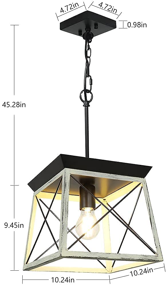 Depuley Farmhouse Pendant Light Fixture - Adjustable Rustic Island Lighting, Industrial Square Chandelier for Kitchen, Dining Room & Living Room Ceiling
