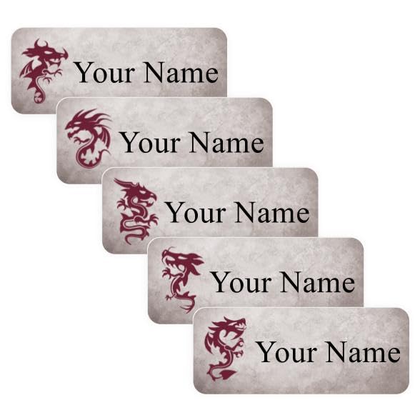 Oliver's Labels Dragon Tattoo Name Tags - 40 Durable Personalized Labels for School, Camp & Water Bottles