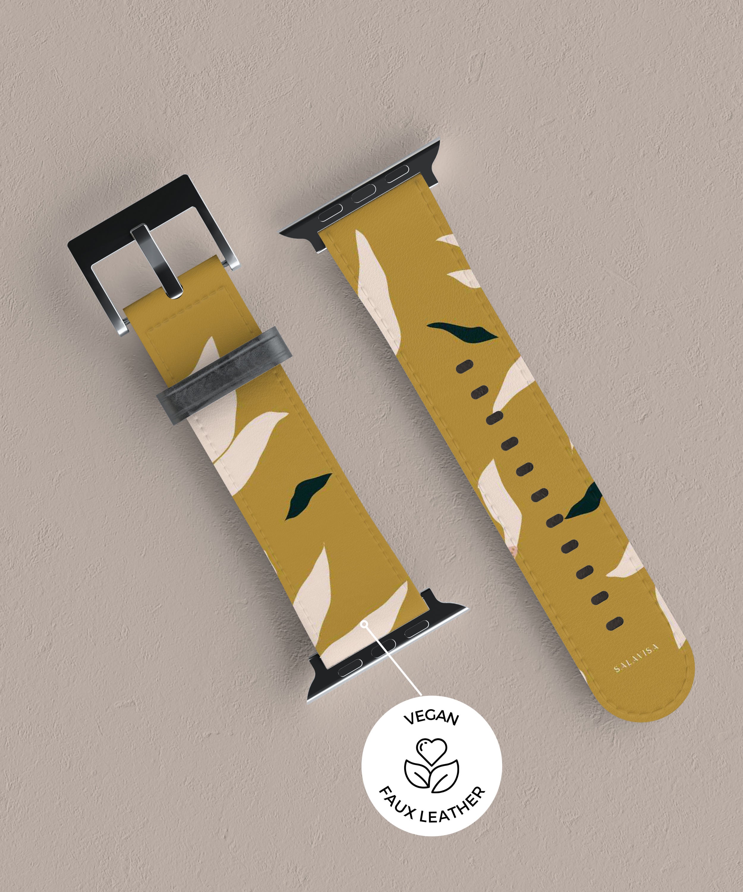 Burnt Yellow Floral Apple Watch Band - Soft Silicone Strap for Apple Watch Series 8/7/6/5/4/SE, Stylish & Comfortable for Women & Men - Perfect for Workouts, Running, Gym & Everyday Wear