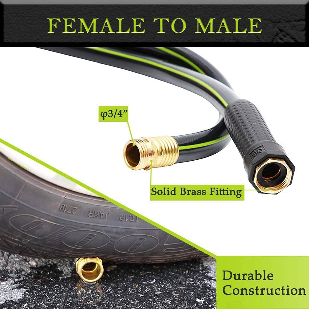 Worth Garden 5/8 in. x 100 ft. Heavy Duty Flexible Garden Hose - Non-Kinking, Durable PVC Material with Brass Fittings - 12-Year Warranty (H155B02) - Perfect for Lawn Care, Gardening, and Outdoor Watering