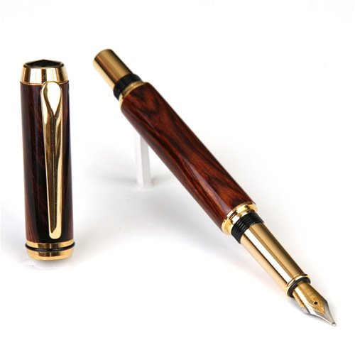Lanier Pens Baron Fountain Pen - Tennessee Gold Finish - Cocobolo Wood - Luxury Writing Instrument for Professionals & Collectors - Perfect for Signatures, Calligraphy & Gifts