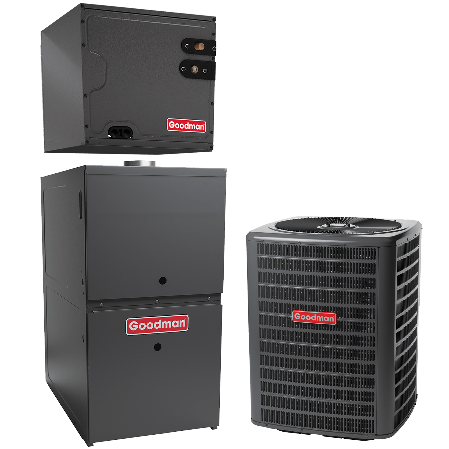 Goodman 3 Ton 15.2 SEER2 Air Conditioner with 80,000 BTU 80% AFUE Multi-Speed Gas Furnace - Upflow Low NOx R-32 HVAC System for Home Cooling and Heating | Perfect for Residential Use in All Seasons