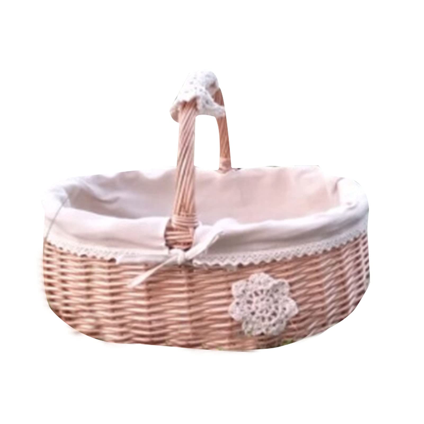 Wicker Oval Storage Basket - Handwoven Rattan Picnic Basket for Food, Eggs, Candy & Fruits | Portable Easter Gift, Small Bamboo Flower Basket for Home Decor & Outdoor Picnics