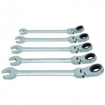 5-Piece Metric Flex-Head Combination Wrench Set (10mm, 12mm, 13mm, 14mm, 15mm) - Professional Automotive & DIY Repair Tool Kit for Mechanics and Home Use