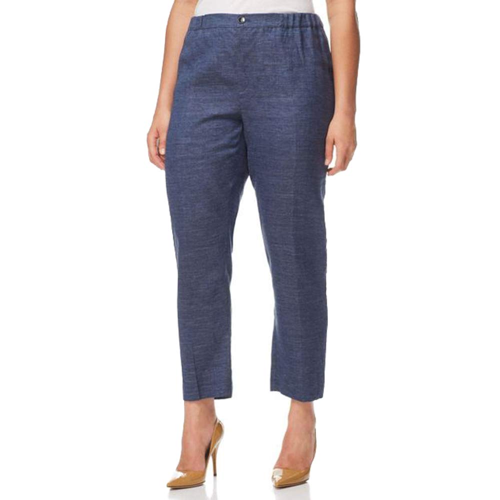 Marina Rinaldi Women's Regista Heathered Pants - Dark Navy Blue Casual Trousers for Work & Travel | Comfortable Stretch Fabric