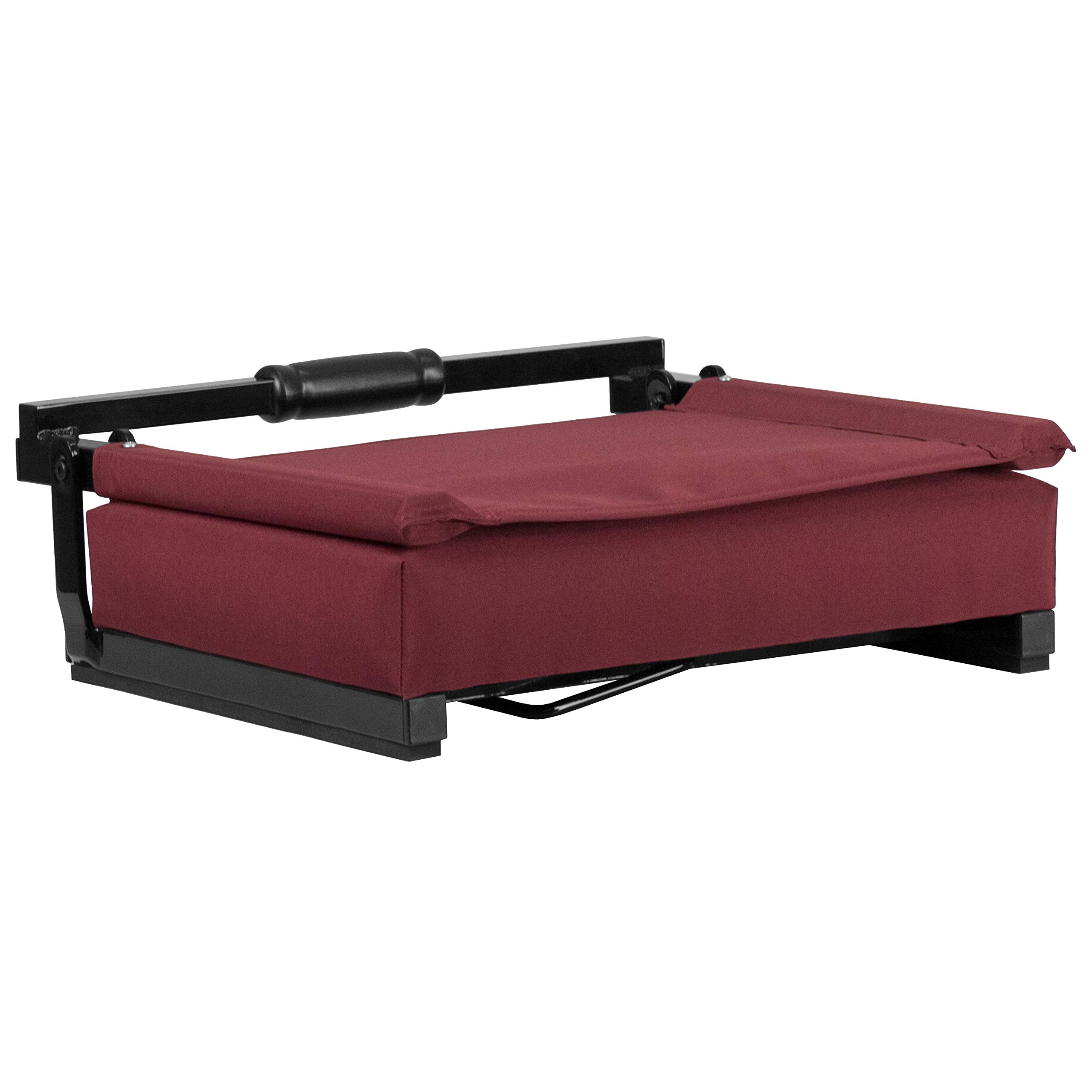 Flash Furniture Grandstand Portable Stadium Seat - Folding Padded Bleacher Chair with Carrying Handle, 500 lb Weight Capacity, Maroon - Perfect for Sporting Events, Concerts & Outdoor Activities