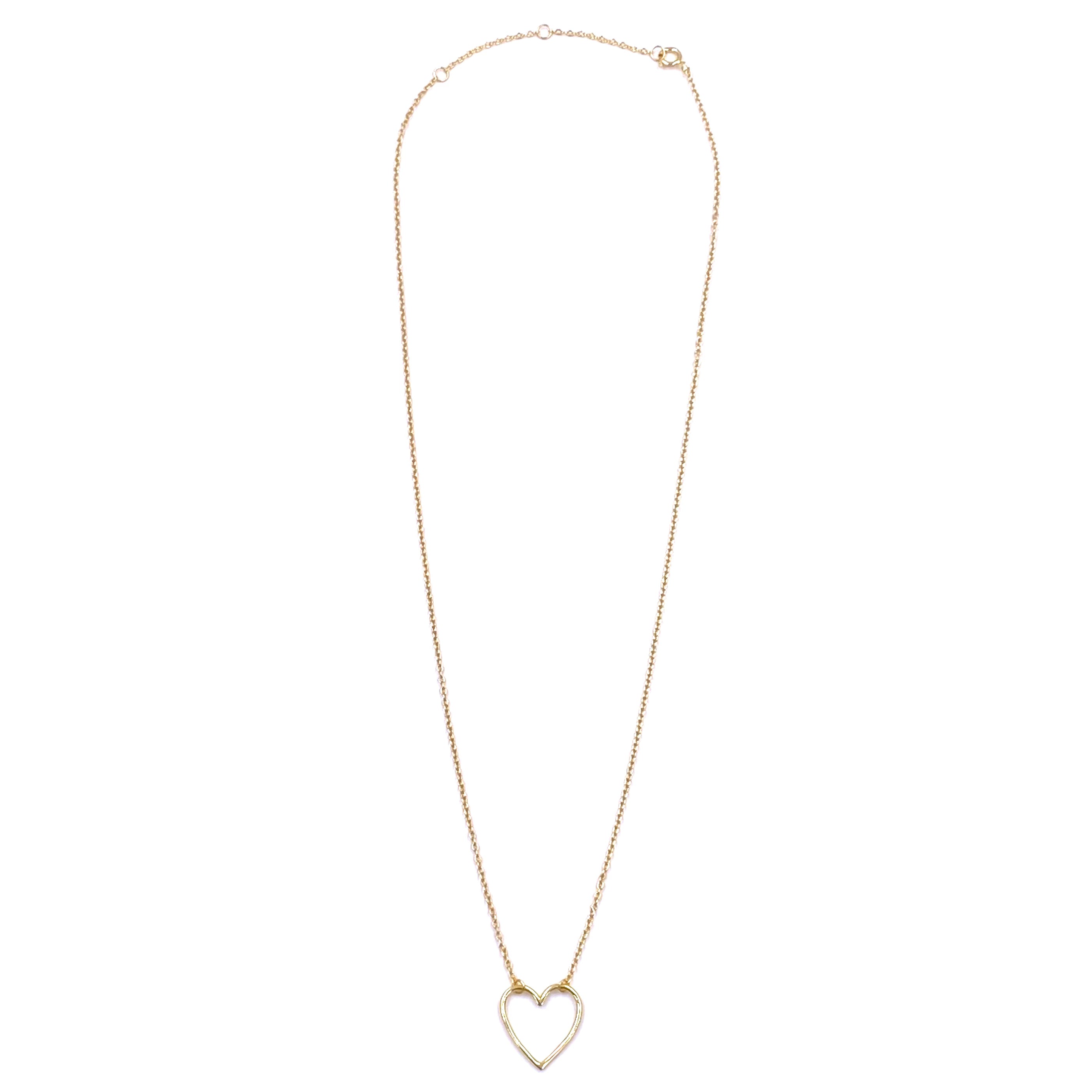 Sterling Silver Gold Plated Small Open Heart Necklace for Women - Elegant Layering Jewelry for Everyday Wear & Gift Giving
