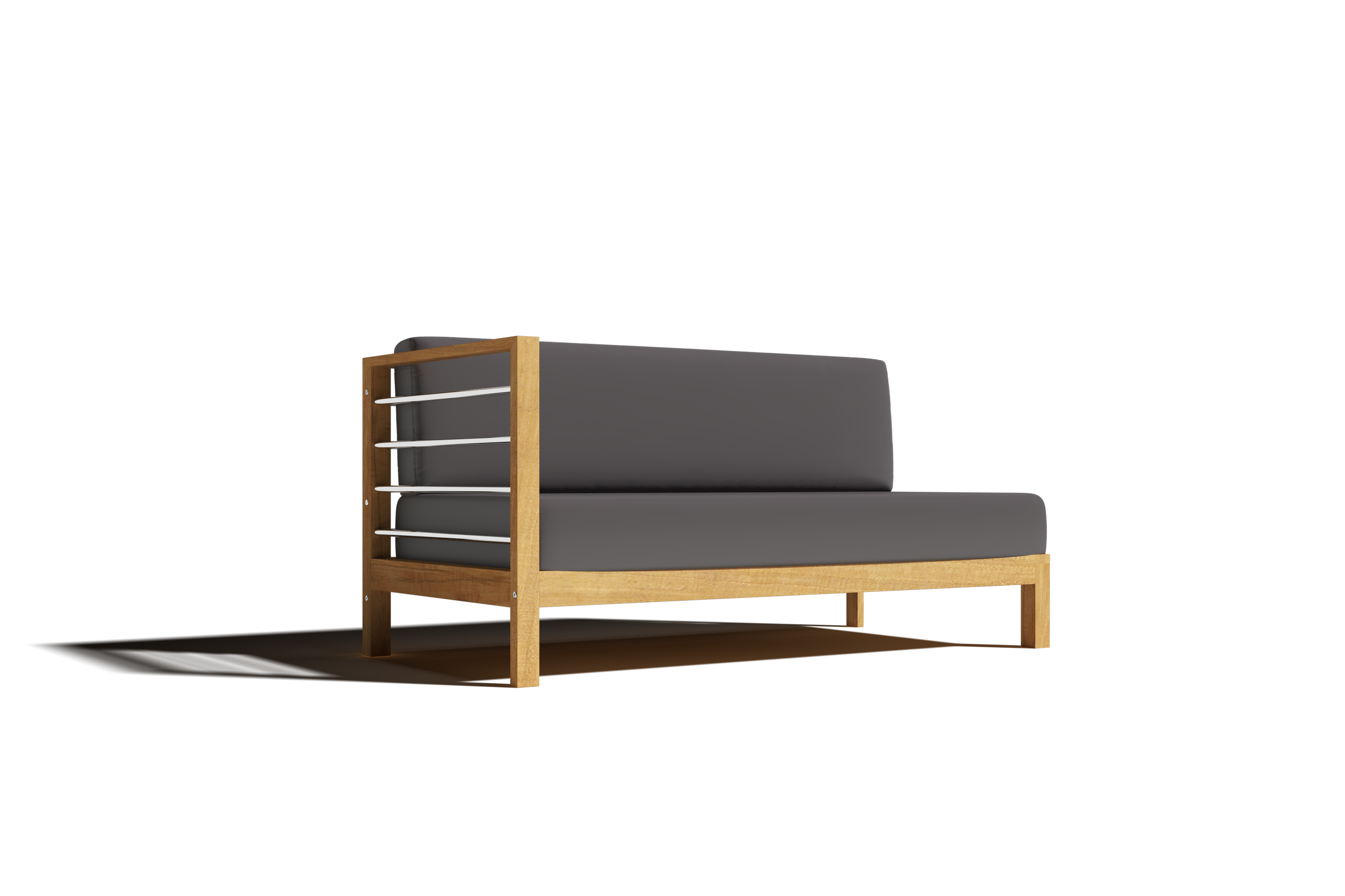 Premium Leon Teak Outdoor Sectional Left Sofa with Sunbrella Charcoal Cushion - Waterproof & UV Resistant Patio Furniture for Backyard, Poolside & Garden Relaxation