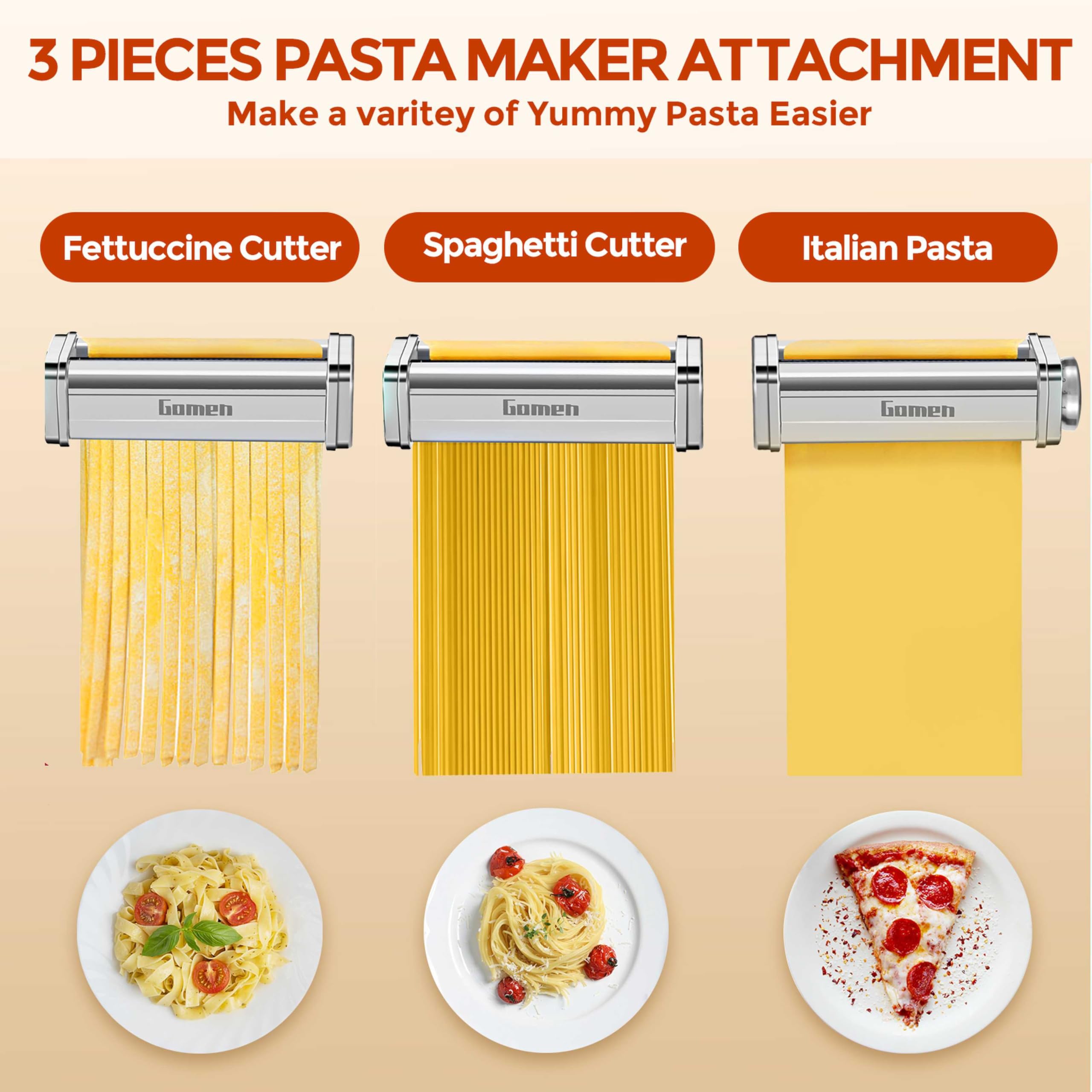 3-Piece Pasta Maker Attachment Set for KitchenAid Stand Mixer - Includes Pasta Roller, Spaghetti & Fettuccine Cutters | Homemade Fresh Pasta Accessories for Italian Cooking, Family Dinners & Restaurant-Style Meals