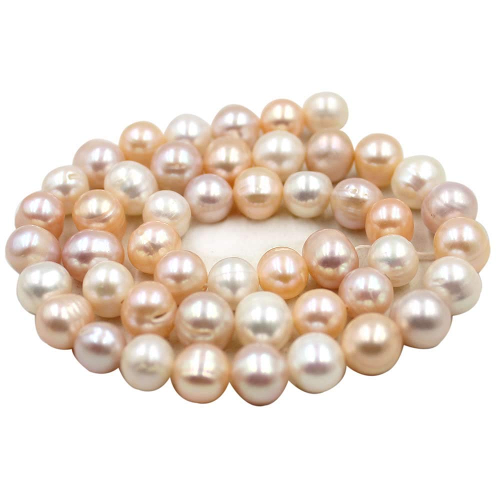 SR BGSJ Natural AA Grade 6mm-12mm Round Cultured Freshwater Pearl Loose Beads for Jewelry Making - DIY Bracelets, Necklaces & Earrings (15' Strand)