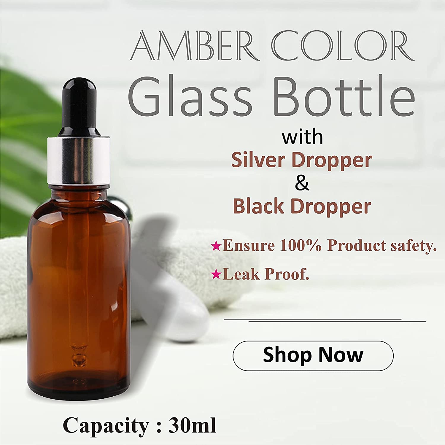 Premium 30ml Silver Plated Glass Dropper Bottles for Essential Oils, Perfumes & Serums - Multipurpose Empty Bottles for DIY, Aromatherapy & Beauty Products (Pack of 3) - Perfect for Home, Spa & Travel Use