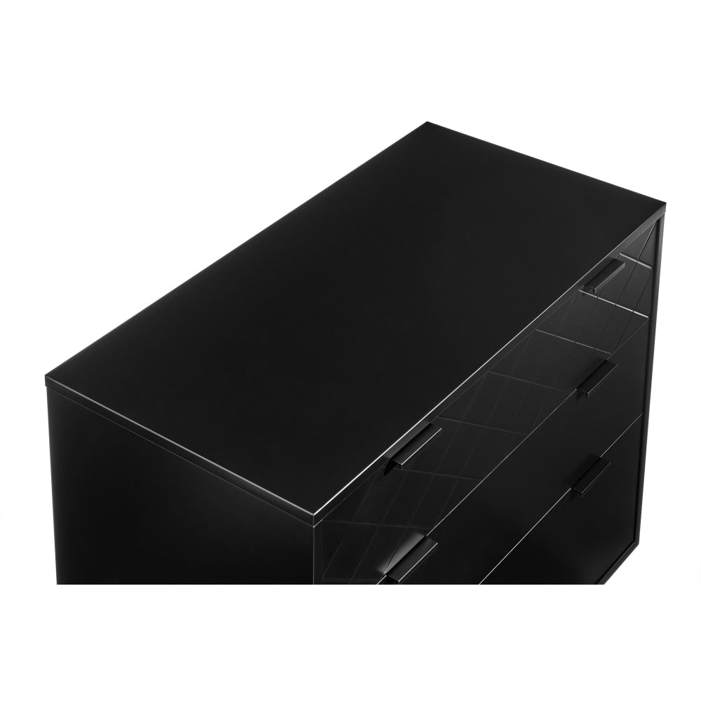 Modern Christian 3-Drawer Chest - Lowboy Storage Cabinet in Black - Perfect for Bedroom, Living Room & Home Organization
