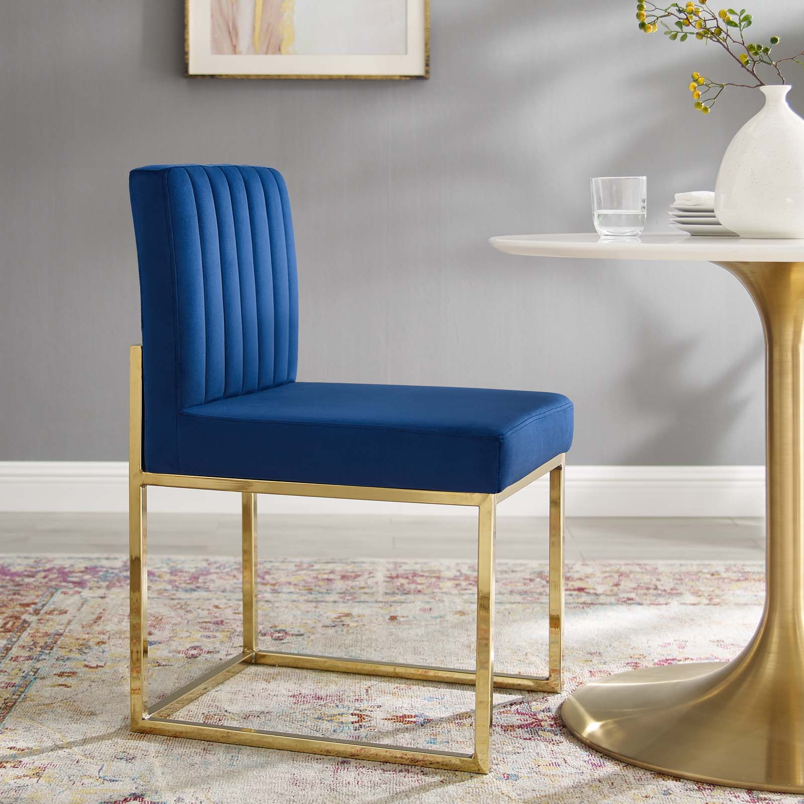 Tufted Velvet Dining Chair with Sled Base - Elegant Carriage Channel Design for Home & Restaurant Decor - Perfect for Dining Rooms, Kitchens, and Event Settings