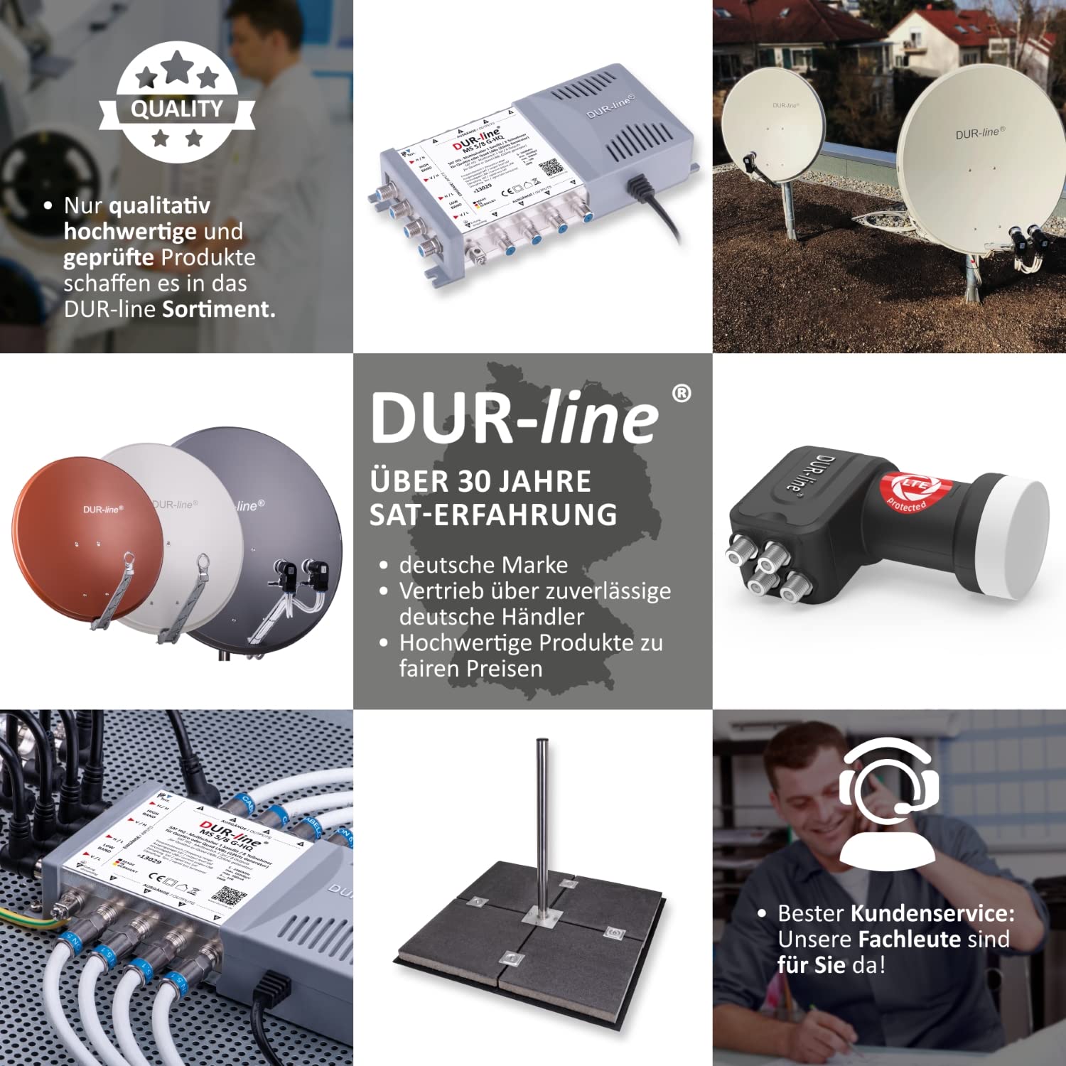 DUR-line Select 85cm x 90cm Aluminum Satellite Dish - High Performance Red Antenna for Strong Signal Reception - Perfect for RV, Camping & Rural Areas