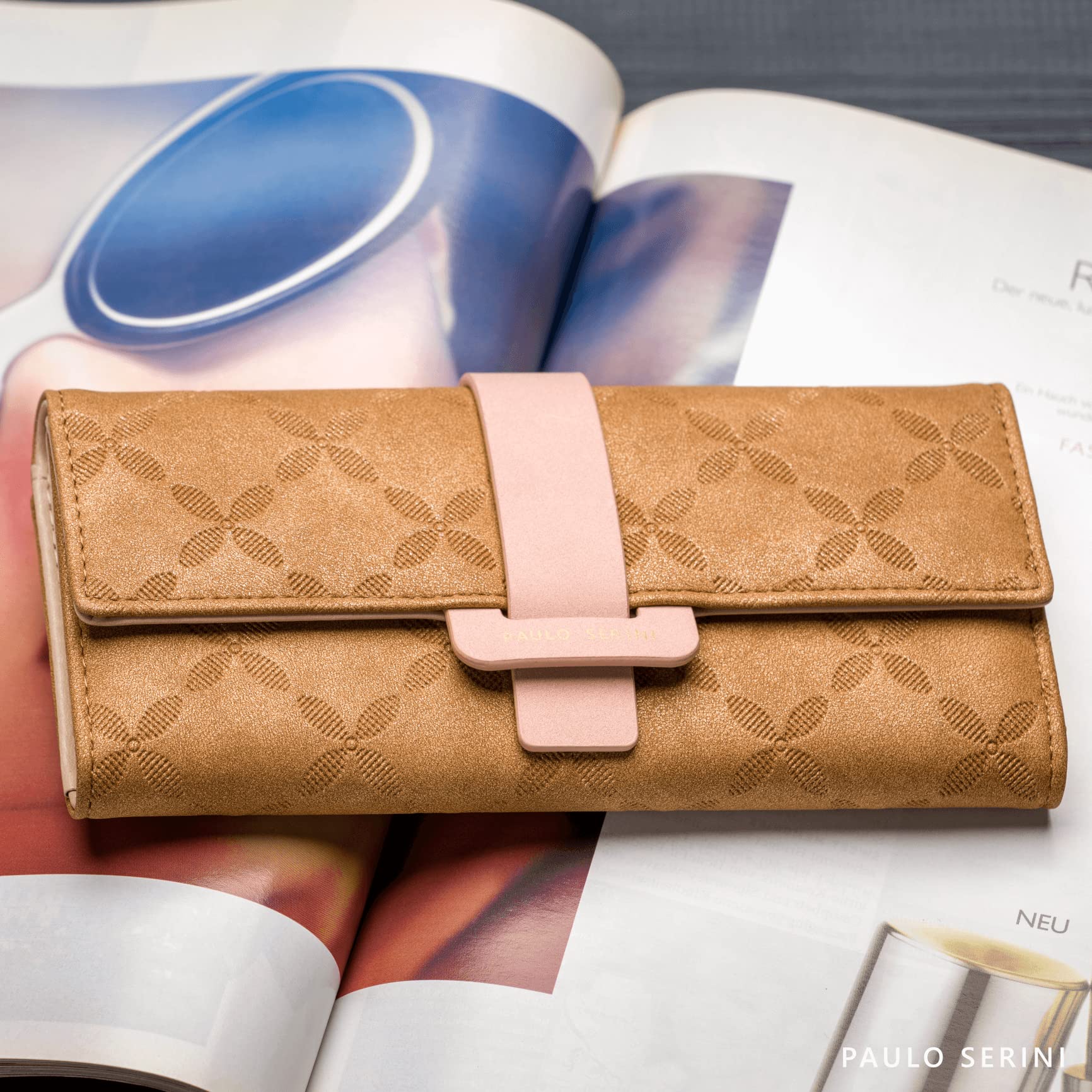 PAULO SERINI® Vegan Leather Wallet for Women - Slim RFID Blocking Card Holder with Coin Purse & Wrist Strap - Fashionable Crossbody Wristlet Clutch (9 Colors) - Perfect Gift for Birthday, Mother's Day & Daily Use