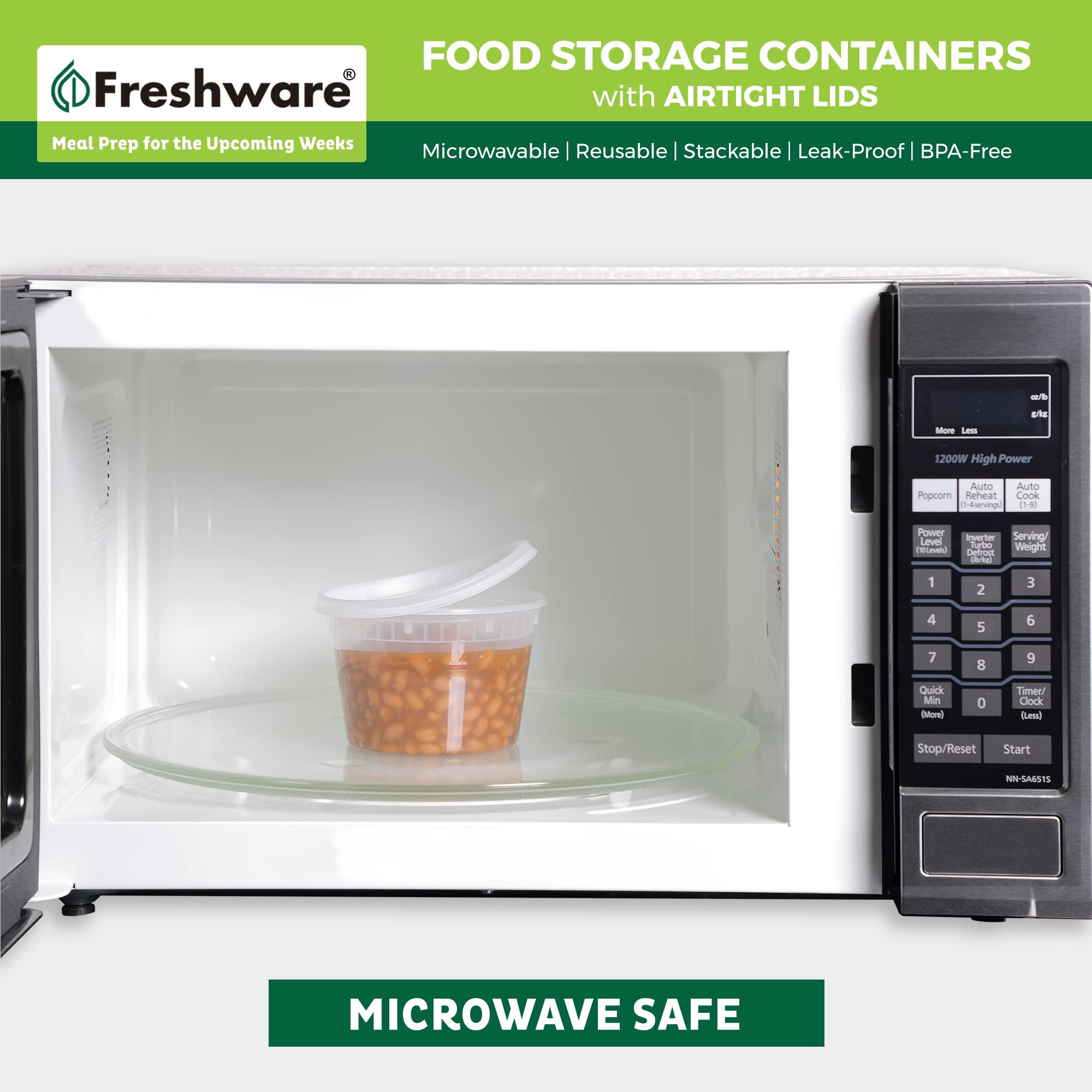 Freshware 240-Pack 16 oz BPA-Free Plastic Food Storage Containers with Lids - Freezer Safe, Leakproof, Stackable for Meal Prep, Leftovers & Kitchen Organization | Clear Containers for Refrigerator, Pantry & Office Use